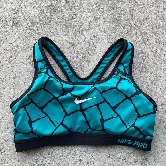 Nike Pro teal Dri-Fit Classic Giraffe Racerback Sports Bra Womans Size Medium - Picture 6 of 6